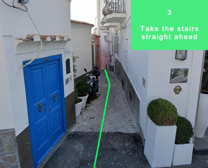 Punto 1: cruce junto al Tabacchi en Via G. Marconi cerca del Hostel Brikette
